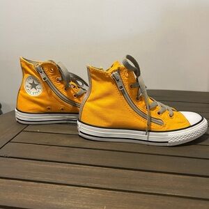 {Converse} Custom Chuck Taylor All Star Yellow High-Top Sneakers